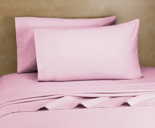 Royale Home 200 Thread Count Cotton Rich Sheet Set, Twin X-Long, Light Pink