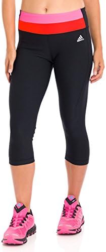 Adidas Women's Ultimate Twist Three-Quarter Tights, Black/Solar Pink/Solar Red, Large