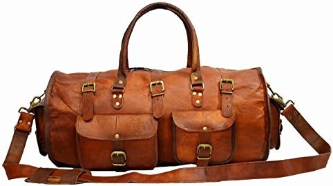 HIDE 1858 TM Real Goat Leather Large Handmade Travel Luggage Genuine Bag 24''