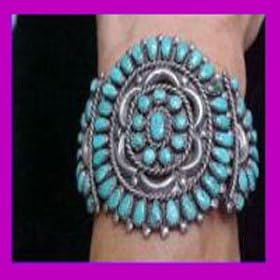 Antique Collectible Vintage Navajo Large Pawn Cluster Bracelet