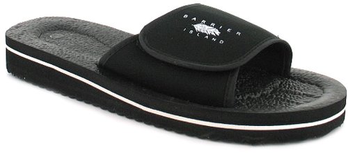 Mens Black Cheap Velcro Summer Flip Flop - Black - UK 10