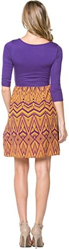 SBelle Couture 3Qt Jersey Sleeve with Geo Pattern Gameday Dress Purple Gold Medium