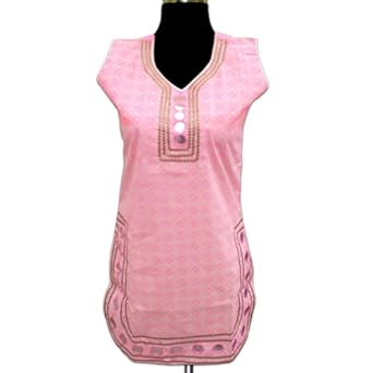 Chikan Embroidered Printed Cotton Top With Sequins And Plastic Beads
