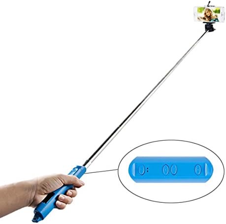 IdealBox (TM) Extendable Self Portrait Selfie Handheld Stick Monopod with Smartphone Adajustable Phone Holder and Bluetooth Remote Wireless Shutter for iPhone Samsung and other IOS and Android Smartphone (Blue & Shutter) (Black Holder+Black Shutter)