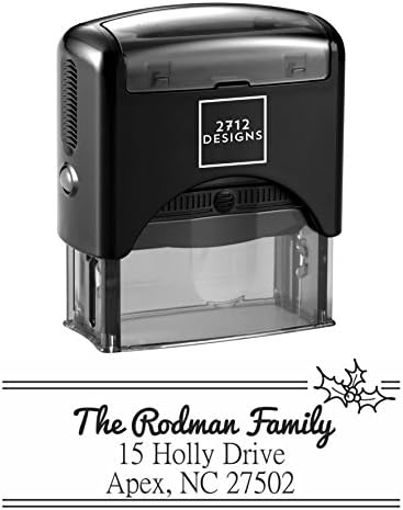Happy Holly Custom Personalized Self Inking Return Address Stamp - Great Wedding, Housewarming, or Teacher Client Gift