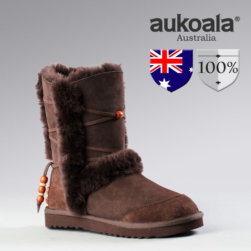 Aukoala Australia Sheepskin Warm Nala Winter Boots For Womens_Chocolate_Us Size 4 On Sale