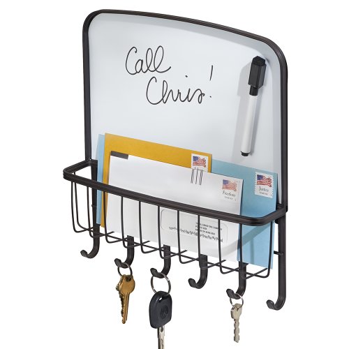 Wall Mount Mail Letter Rack Key Holder Dry Erase Board Organizer