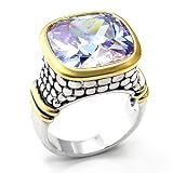 Two Tone Designer Amethyst Colored CZ Ring