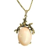 14K Gold Antique Coral Pendant Necklace