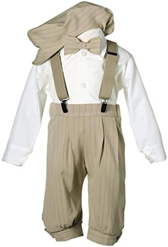 Infant Toddler / Boys Vintage Tan Knicker with Hat and Suspenders 7