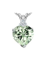 Tommaso Design (tm) 8mm Heart Shape Genuine Green Amethyst Pendant