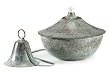 5" Hammered Blue Verde Copper Yard and Garden Oil Lamp