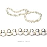 Single Strand 18 Inch 8.0-9.0mm White Button Shape Freshwater Cultured Pearl Necklace