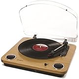 Ion Audio Max LP 3-Speed Belt Drive Conversion Turntable with Built-In Speakers, Natural Wood