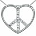 CandyGem 14k Gold Genuine Diamond Peace Sign And Heart Pendant(Metal=White-Gold)