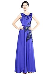 A-line Floor Length Beaded Embroidered Tiered Draped Satin Evening Dress/Homecoming Dress/Prom Dress/Wedding Party Dress 