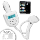 GOgroove CarTUNE iPod hi-fi FM Transmitter and Charger with Enhanced FM Chipset and DC Surge Protection - Works for Apple iPhone 3G and 3GS - BONUS iPhone 3G / 3GS Crystal Protective Case