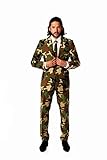 OppoSuits Men's Commando Party Costume Suit, Green/Black/Brown, 40
