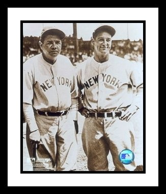 Babe Ruth and Lou Gehrig New York Yankees MLB Framed 8x10 Photograph Road Jerseys