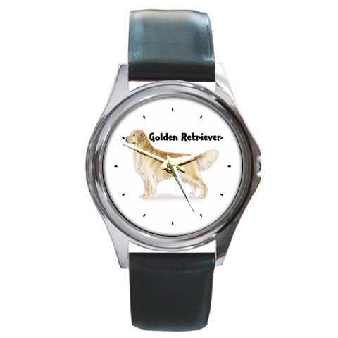 Golden Retriever Round Metal Watch