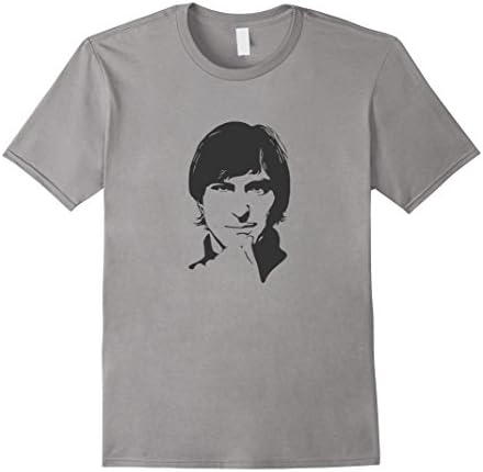 Men's Steve Jobs Young Portrait T Shirt XL Slate