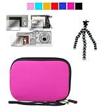 Casio Camera Case for Casio Exilim EX-Z29 EX-FH100 EX-H10 EX-G1 EX-FC100 + Screen Protector + Tripod stand for Casio Cameras (Magenta)