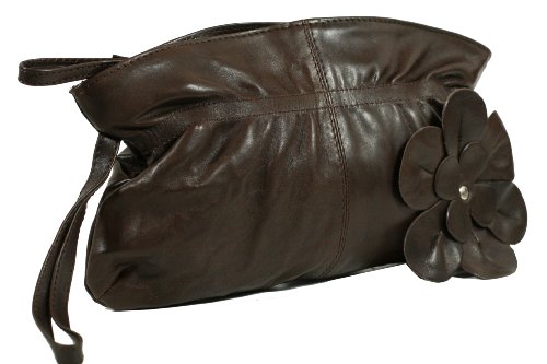 CNTMP Gro&szlig;e Abendtasche / Handtasche / Clutch in Echt-Leder in Braun