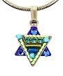 Crytsals Star of David Necklace - by Maya Rayten in green Swarovski Crystals, Beads and Coils.