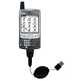 Retractable USB Cable for the Handspring Treo 600 with Power Hot Sync and Charge capabilities - Gomadic Brand w/ TipExchange Technology