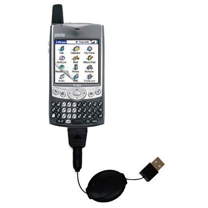 Retractable USB Cable for the Palm palm Treo 600 with Power Hot Sync and Charge capabilities - uses Gomadic TipExchange Technology