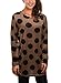 DJT Women's Round Neck Pullover Dots Pattern Tunic Knitted Shirt #5 Coffee