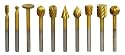Gyros 10-Piece High Speed Steel Cutter Set - Titanium Nitride Coated