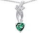 2.05 cttw 925 Simulated Heart Shaped Emerald Pendant in 925 Sterling Silver
