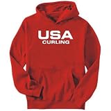 Hoodie Mens Red " USA Curling / ATHLETIC AMERICA " Sports