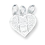 Sterling Silver Best Friend 3-piece Break-apart Heart Charm includes 20 inch Sterling Silver Chains