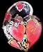 Hearts of Fire Design - Hand Painted - Heart Shaped Box - 2 pieces - 4.5 inch diameter