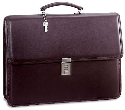 Jack Georges Platinum Collection Leather Single Gusseted Flapover Black