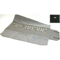 Black & Gray Velvet 16 Necklace Chain Roll Up Travel Jewelry Display Case