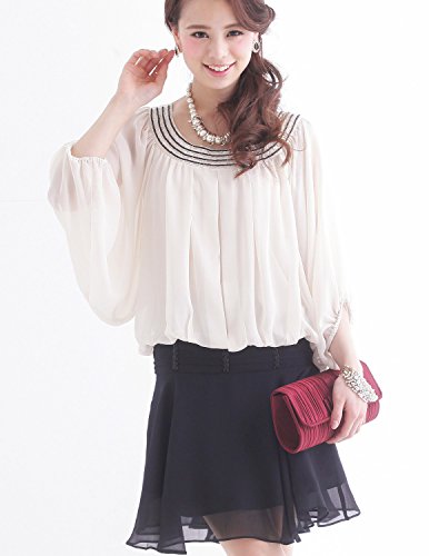 (プールヴー) PourVousワンピース ドレス パーティードレス フォーマルドレス ミセス フォーマルワンピース お呼ばれ 結婚式 二次会 披露宴 大きい 大きいサイズ 七分袖 膝丈 Aライン シフォン 647