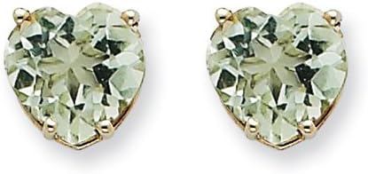 14k White Gold 8mm Heart Green Amethyst Earrings Gem Wt- 3.4ct. Metal Wt- 0.91g