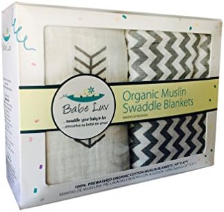 100% Organic Cotton Muslin Swaddle Blanket (2 Pack) Gender Neutral | 47" X 47" - Introductory Offer by BabeLuv