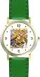 Sing a Song of Sixpence - Blackbirds & King - from Mother Goose by Artist: Sylvia Long - WATCHBUDDY&reg; DELUXE TWO-TONE THEME WATCH - Arabic Numbers - Green Leather Strap-Size-Large ( Men's Size or Jumbo Women's Size )