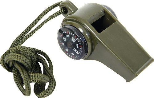 Mil-Com Emergency Whistle with Button Compass & Thermometer