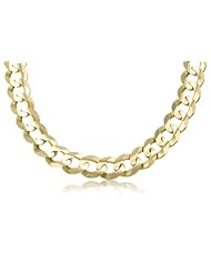 14K Solid Yellow Gold Cuban Curb Link Chain / Necklace 13mm Wide 22 inch Long - Weighing 115.1 Gr.