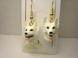 German Shepherd White- Hooks Earrings
