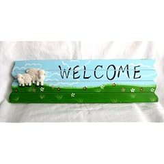 Willkommen T�rschild Serie: Deich Schafe Holz Welcome