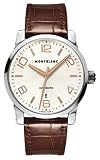 NEW Montblanc Timewalker Steel Collection Silver Dial Brown Alligator Watch