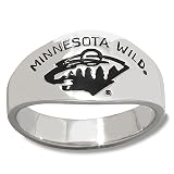 Mens Sterling Silver Minnesota Wild Logo Enamel Ring