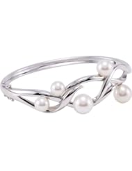 Freshwater Cultured Pearl Bangle Bracelet in Sterling Silver