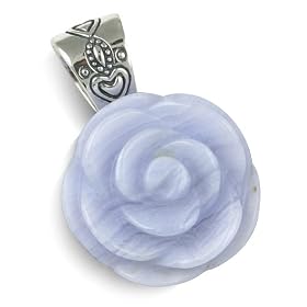 Sterling Silver Blue Lace Agate Carved Flower Pendant by Amazon.com Collection